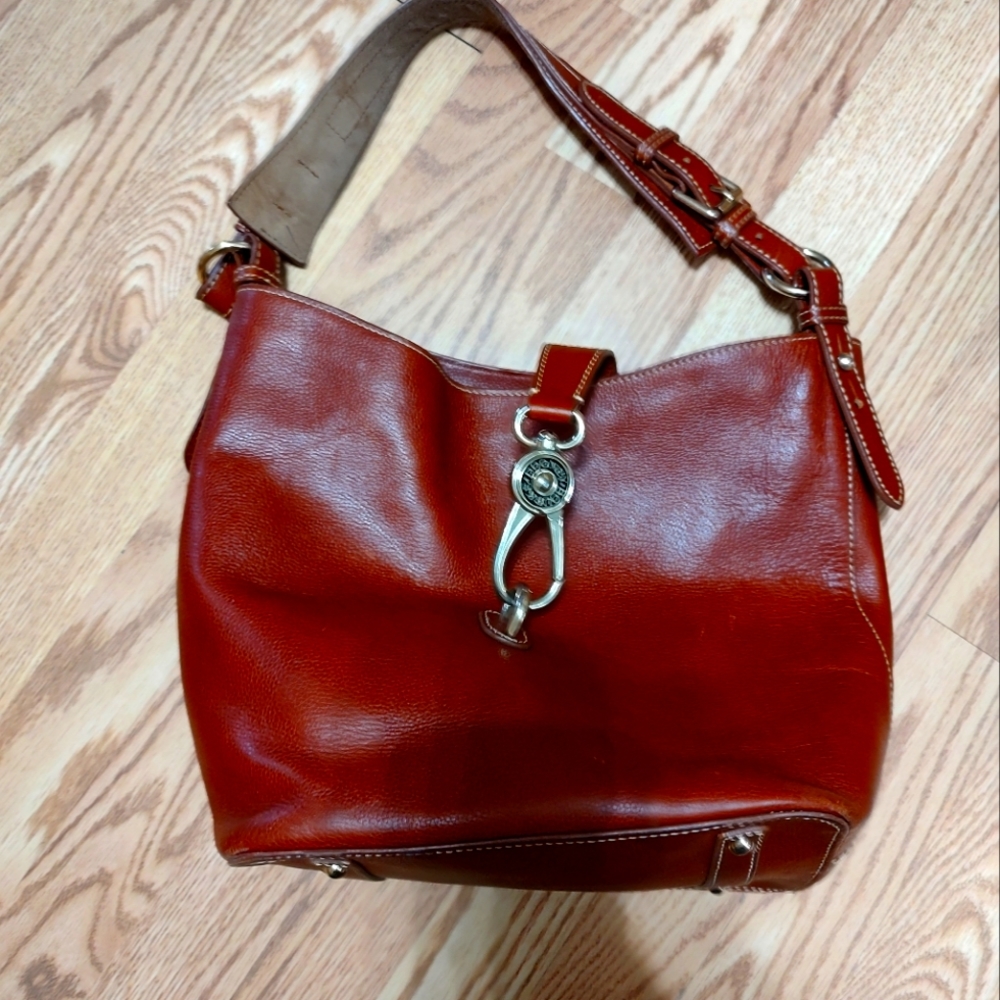 Dooney & Bourke Florentine Logo Lock Shoulder Bag. Italian Leather.